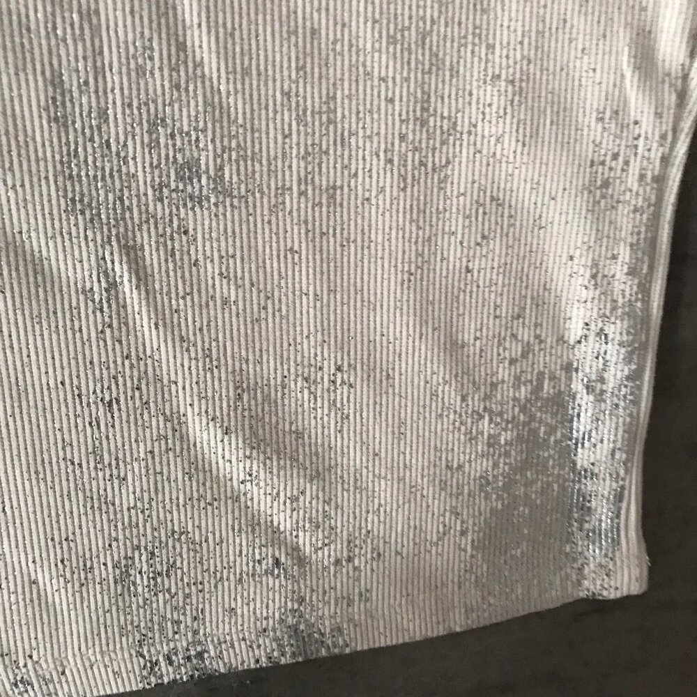 Y2K Almost Famous Top Large Cami Cream Metallic Silver Splatter Rave Going Out - Picture 6 of 14